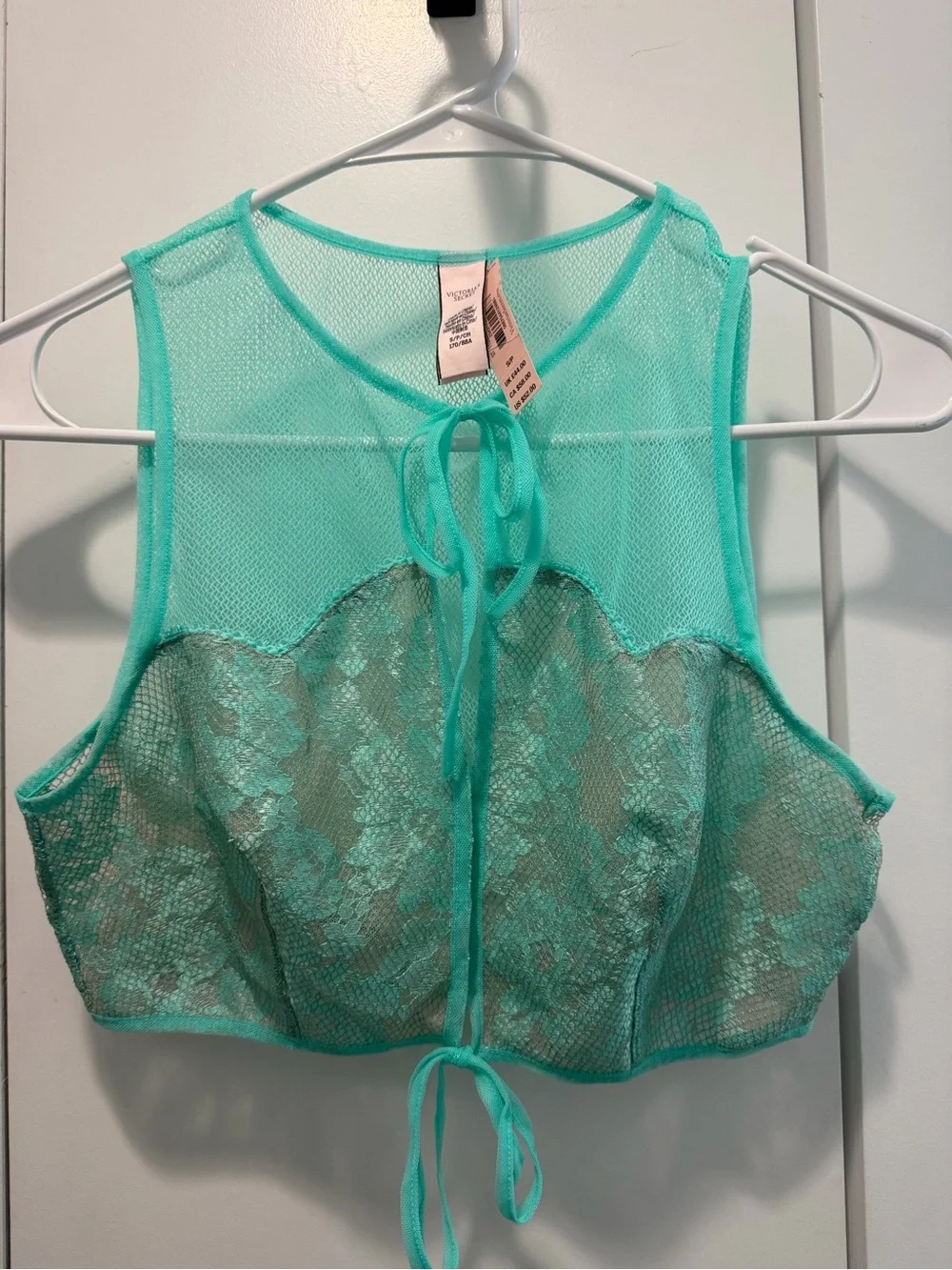 NWT Victoria’s Secret Sheer Lace Crop Bralette & Short Set - Mint Green